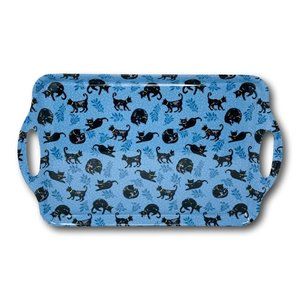 Ulster Weavers Melamine Serving Platter Tray Cat Nap Blue Black Large 19"